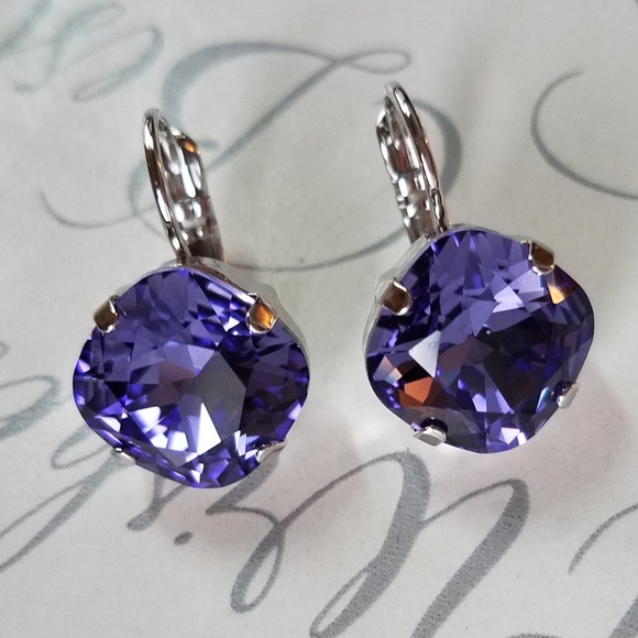 Austrian Crystal Earrings in Rhodium Plated Setting - Picture 4 of 12